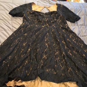 Retro Black lace illusion dress.